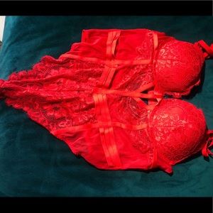 La Senza red lingerie bodysuit size medium 36B